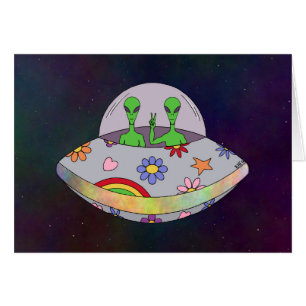 Ils viennent en paix UFO Carte de voeux