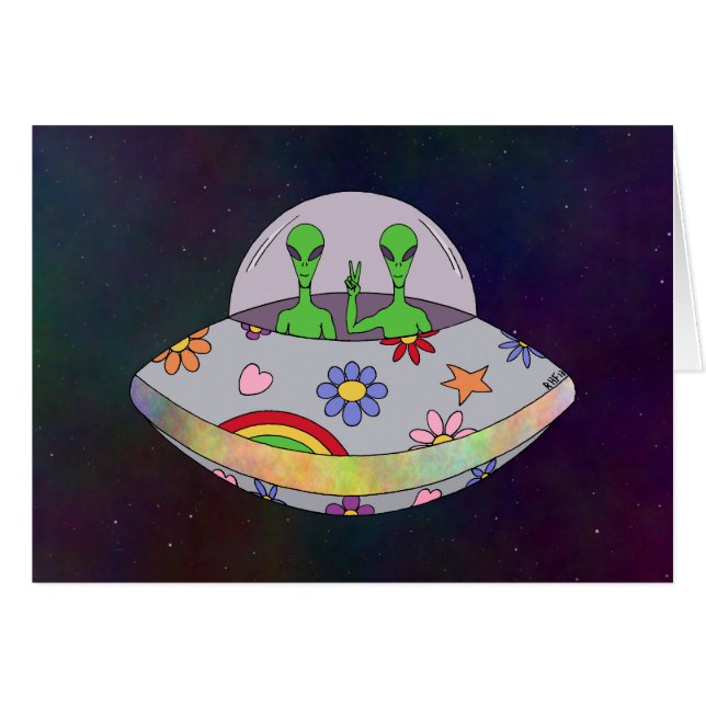 Ils viennent en paix UFO Carte de voeux (Devant horizontal)