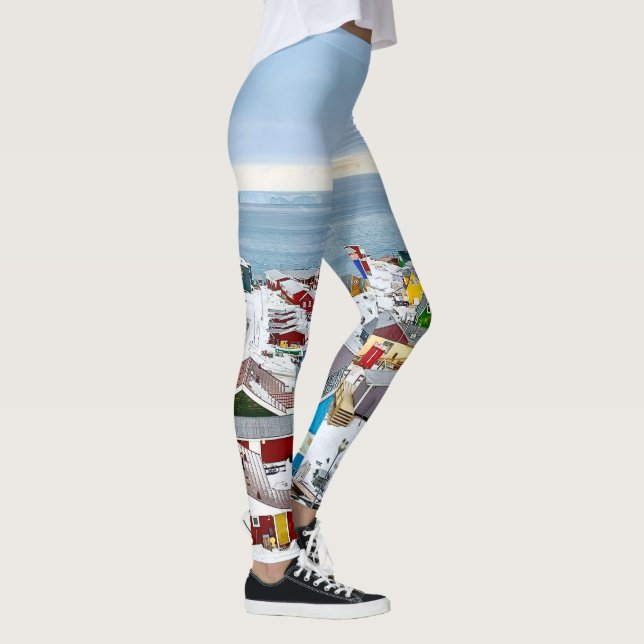 Ilulissat Grönland Muster für farbenfrohe Häuser Leggings (Rechts)