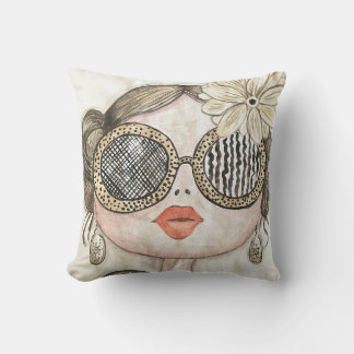 ilustración de cara de chica fashion con gafas kissen