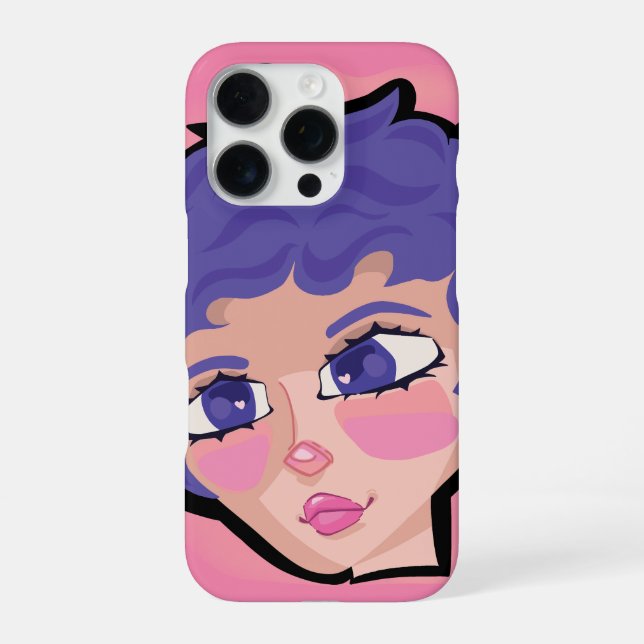  ilustración de hermosa chica con cabello corto iPhone 16 pro hülle (Rückseite)