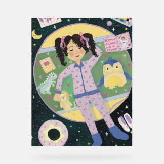 Ilustración Infantil: Niña en Universo