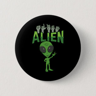 ILY Alien ASL Hand Gesture Deaf Hörverlust Aware Button