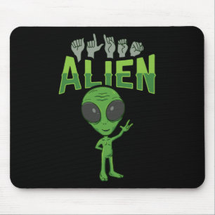 ILY Alien ASL Hand Gesture Deaf Hörverlust Aware Mousepad