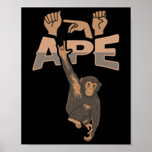 ILY APE ASL Handgestik Taub Hörverlust Bewusstsein Poster
