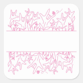 ILY Bloom - Individuelle Name ASL Design Quadratischer Aufkleber