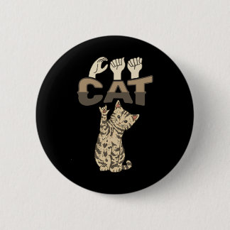 Ily Cat Asl Hand Gesture Deaf Hearing Loss Awarene Button
