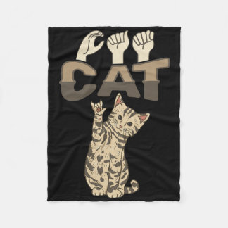 Ily Cat Asl Hand Gesture Deaf Hearing Loss Awarene Fleecedecke