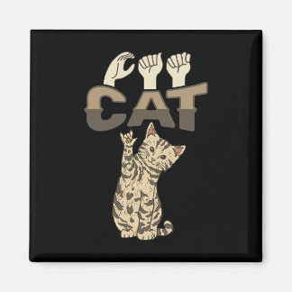 Ily Cat Asl Hand Gesture Deaf Hearing Loss Awarene Magnet