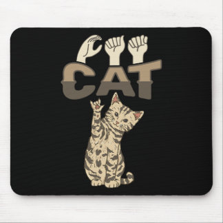 Ily Cat Asl Hand Gesture Deaf Hearing Loss Awarene Mousepad