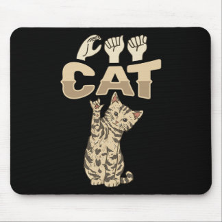 Ily Cat Asl Hand Gesture Deaf Hearing Loss Awarene Mousepad