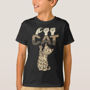 ILY Cat ASL Hand Gesture Deaf Hörverlust Awarene T-Shirt