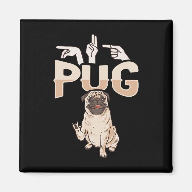 ILY Mops ASL Hand Gesture Deaf Hörverlust Awarene Magnet (Vorne)