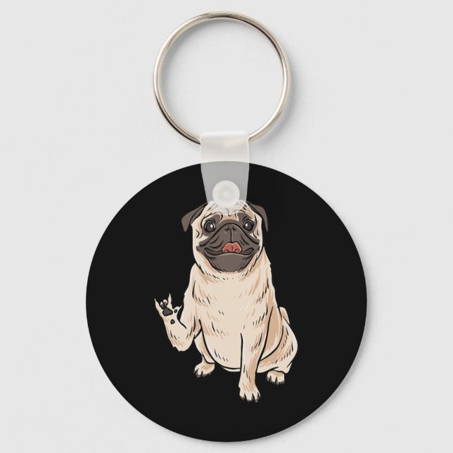 ILY MOPS DOG ASL HandGESGESE Deaf Hörverlust Awa Schlüsselanhänger (Vorderseite)