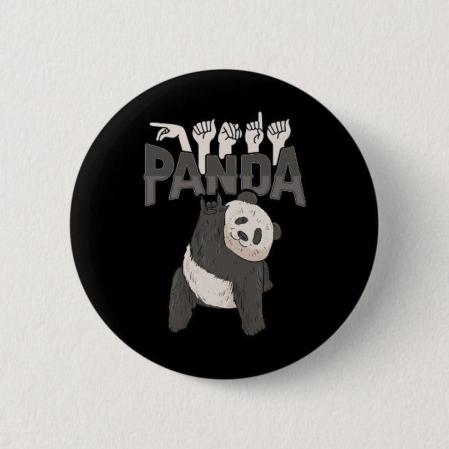 ILY Panda ASL Handgesture Deaf Hörschreckenwarenwa Button (Vorderseite)
