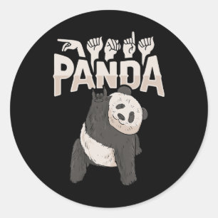 ILY Panda ASL Handgesture Deaf Hörschreckenwarenwa Runder Aufkleber