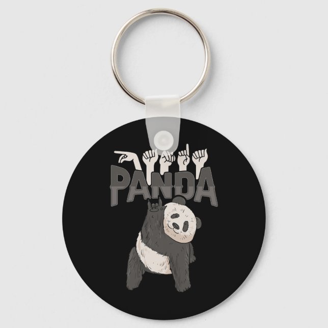 ILY Panda ASL Handgesture Deaf Hörschreckenwarenwa Schlüsselanhänger (Vorderseite)