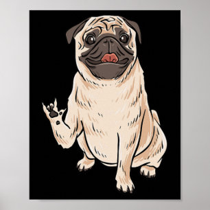 ILY PUG HUND ASL Handgeste Schwerhörig Gehörlosigk Poster