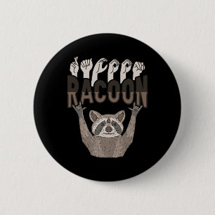ILY Racoon ASL Hand Gesture Deaf Hörverlust Krieg Button