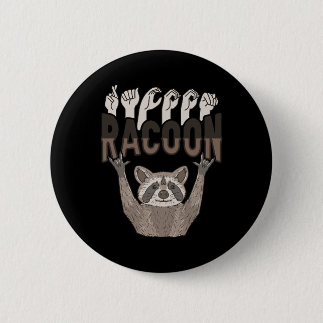 ILY Racoon ASL Hand Gesture Deaf Hörverlust Krieg Button (Vorderseite)