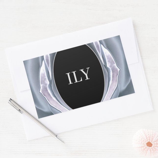 ILY Silver and Black Rectangle Aufkleber (Umschlag)