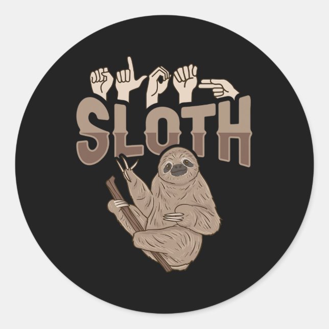ILY Sloth ASL Handgesture Deaf Gehörlose Aware Runder Aufkleber (Vorderseite)