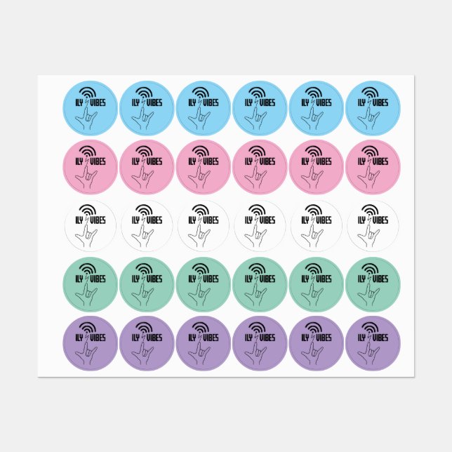 ILY Vibes - ASL Design  Etiketten (Blatt)