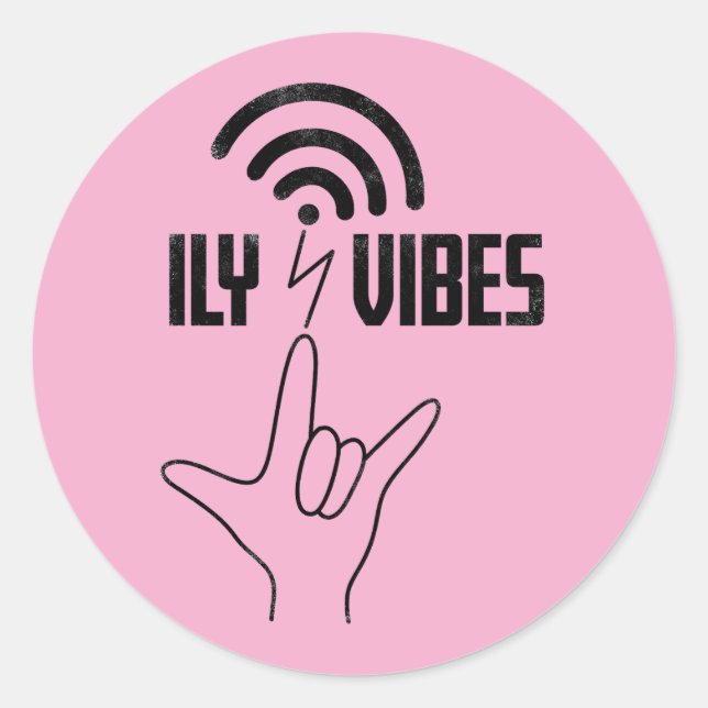 ILY Vibes - ASL Design  Runder Aufkleber (Vorderseite)