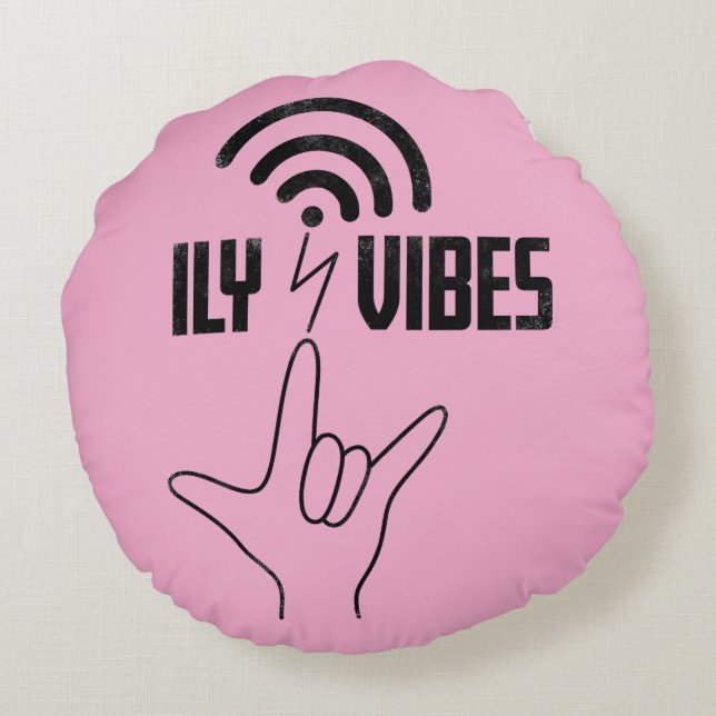 ILY Vibes - ASL Design  Rundes Kissen (Rückseite)