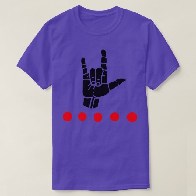 ILY-Zeichen plus rote Punkte ASL-Zeichensprache-De T-Shirt (Design vorne)