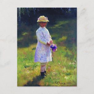 Ilya Repin - Mädchen mit Blume. Tochter des Künstl Postkarte