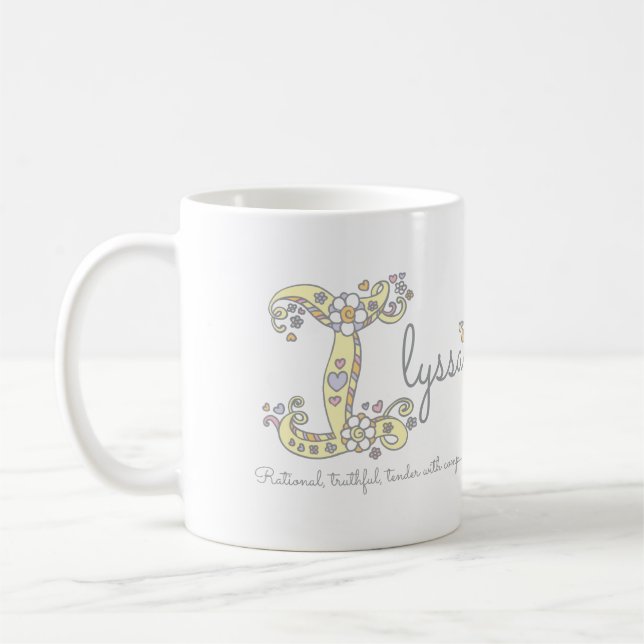 Ilyssa-Buchstabe Ich nenne Monogramm-Tasse Kaffeetasse (Links)