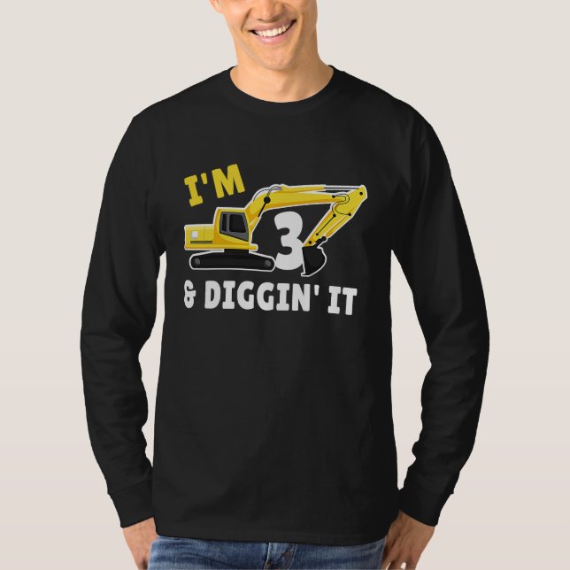 I'm 3 And Digging It 3nd Birthday Party Constructi T-Shirt (Vorderseite)