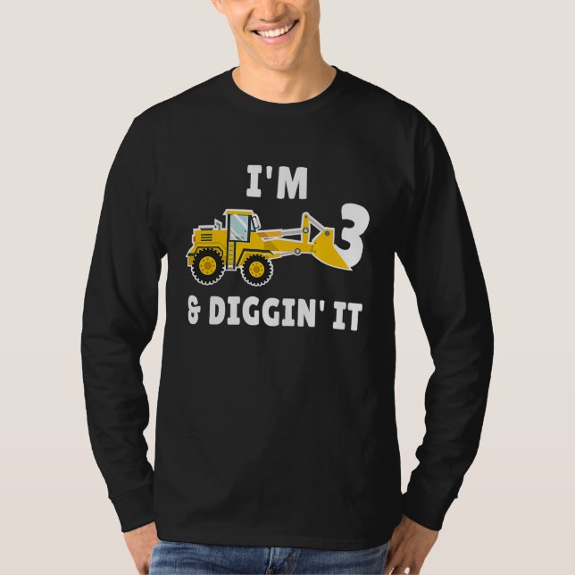 I'm 3 And Digging It 3nd Birthday Party Constructi T-Shirt (Vorderseite)
