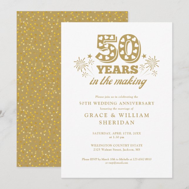 Im 50. Hochzeitstag Einladung (Vorne/Hinten)