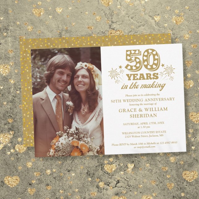 Im 50. Hochzeitstag Foto Einladung (In The Making 50th Wedding Anniversary Photo Invitation)