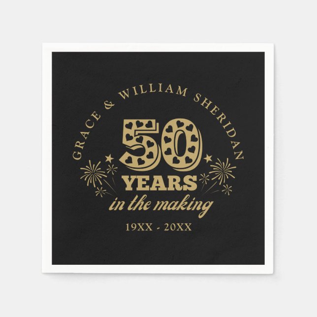 Im 50. Jubiläum Schwarz und Gold Serviette (Vorderseite)