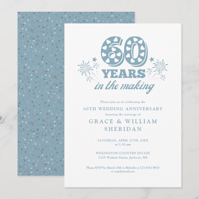 Im 60. Hochzeitstag Einladung (Vorne/Hinten)