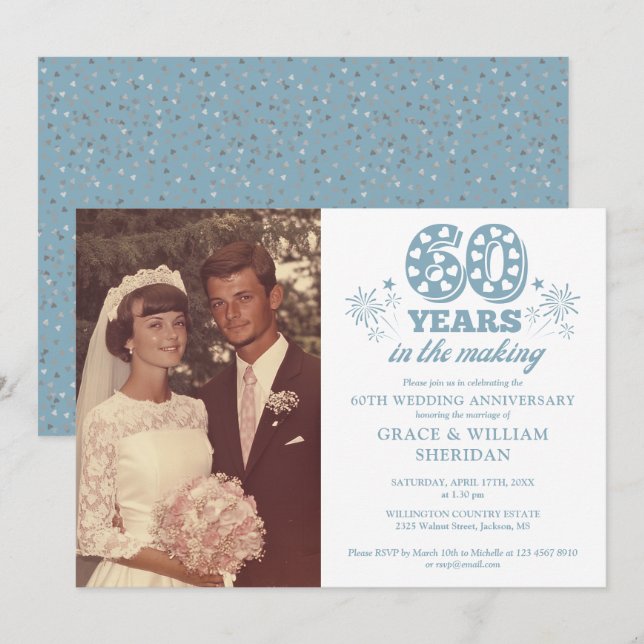Im 60. Hochzeitstag Foto Einladung (Vorne/Hinten)