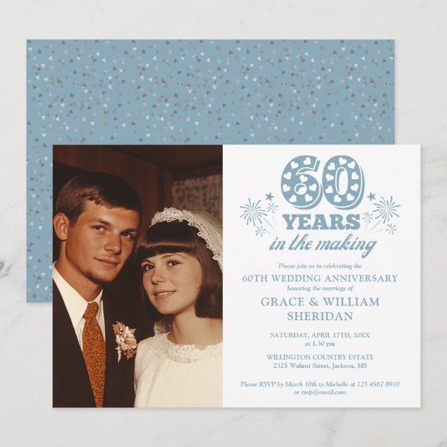 Im 60. Hochzeitstag Foto Einladung (Vorne/Hinten)