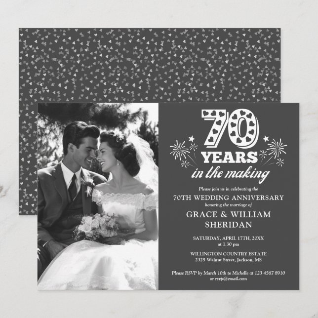 Im 70. Hochzeitstag Foto Einladung (Vorne/Hinten)