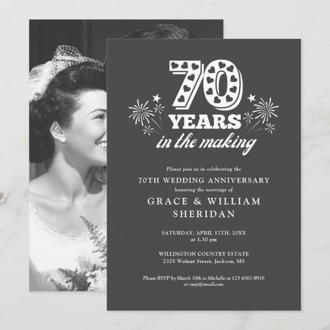 Im 70. Hochzeitstag Foto Einladung (Vorne/Hinten)