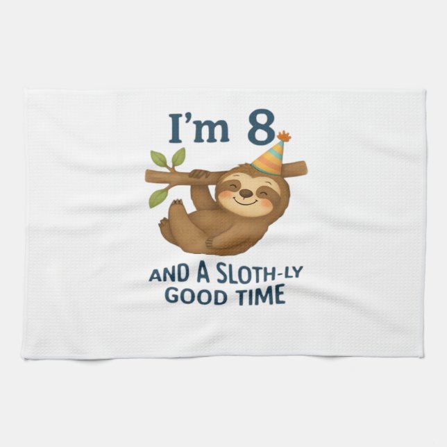 I'm 8 and a Sloth-ly Good Time Classic T-Shirt Geschirrtuch (Horizontal)