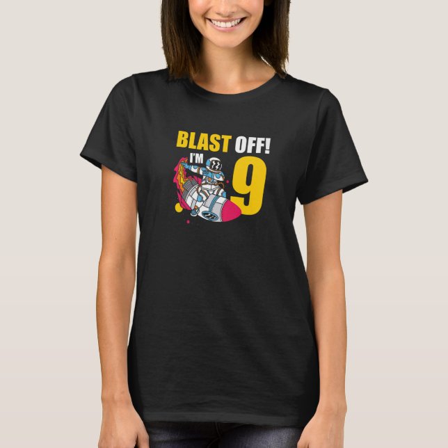 I'm 9 Astronaut  Planet Spaceship Happy Birthday T-Shirt (Vorderseite)