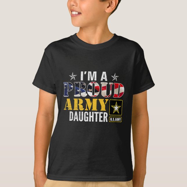  I'm A Proud Army Daughter American Flag Military T-Shirt (Vorderseite)