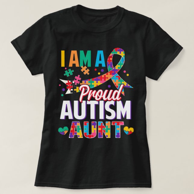 I'm a Proud Autism Aunt Autism Awareness Puzzle Pi T-Shirt (Design vorne)