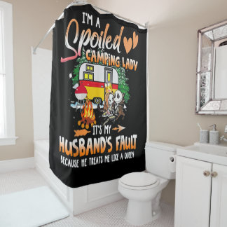 I'm A Spoiled Camping Lady Camper Pajamas Duschvorhang