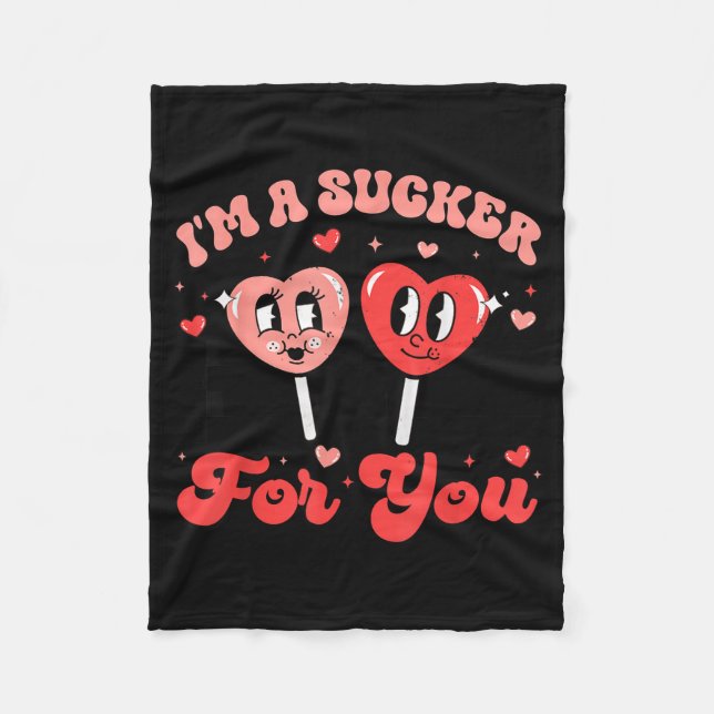 I'm A Sucker For You Candy Heart Groovy Retro Vale Fleecedecke (Vorderseite)