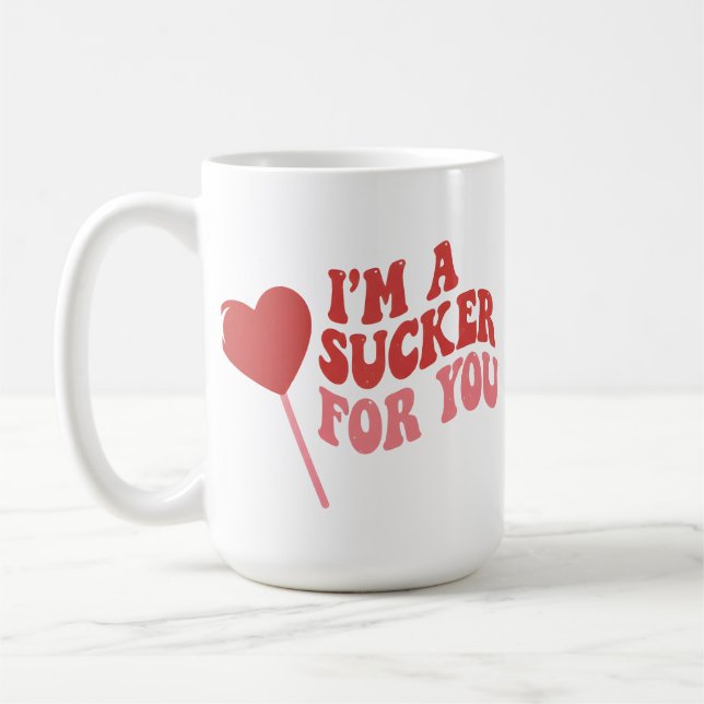 I'm A Sucker For You | Funny Retro valentines day Kaffeetasse (Links)