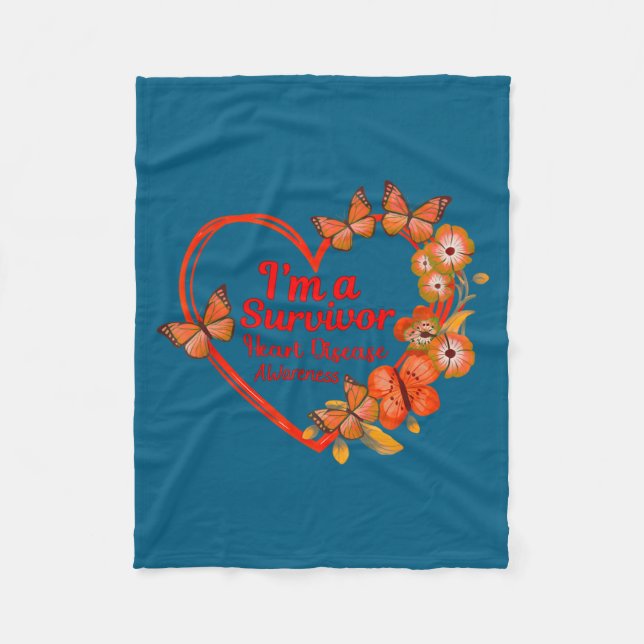 I'm A Survivor Heart Disease Awareness Red Butterf Fleecedecke (Vorderseite)